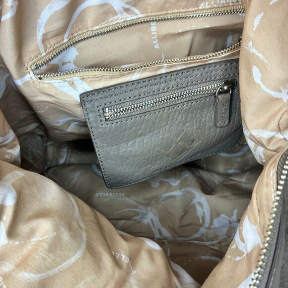 Allibelle Taupe Italian Leather Large Handbag Purse Crossbody Adjustable EUC - Picture 9 of 11